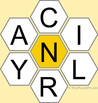 Spelling Bee "Hive" Board for November 9, 2025