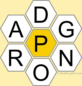 Spelling Bee "Hive" Board for November 21, 2025