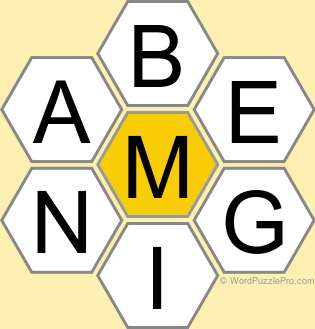 Spelling Bee "Hive" Board for February 14, 2026