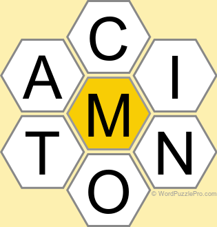 Spelling Bee "Hive" Board for February 21, 2026 Spelling Bee "Hive" Board for February 21, 2026