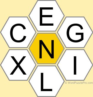 Spelling Bee "Hive" Board for March 16, 2026 Spelling Bee "Hive" Board for March 16, 2026