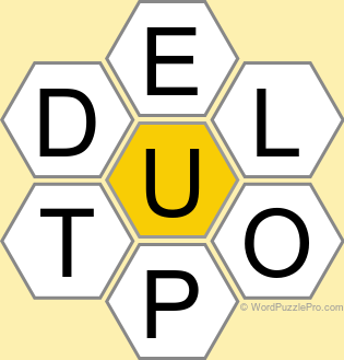 Spelling Bee "Hive" Board for May 19, 2026 Spelling Bee "Hive" Board for May 19, 2026