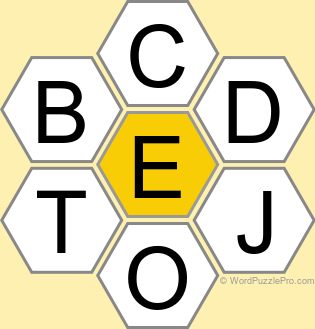 Spelling Bee "Hive" Board for June 8, 2026 Spelling Bee "Hive" Board for June 8, 2026