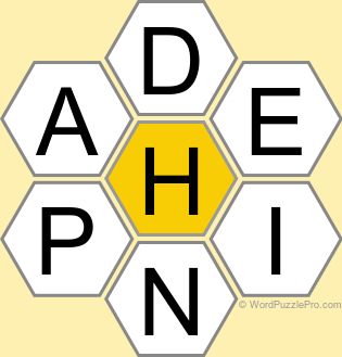 Spelling Bee "Hive" Board for June 14, 2026 Spelling Bee "Hive" Board for June 14, 2026