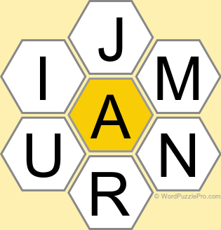 Spelling Bee "Hive" Board for June 23, 2026 Spelling Bee "Hive" Board for June 23, 2026