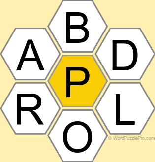 Spelling Bee "Hive" Board for July 7, 2026 Spelling Bee "Hive" Board for July 7, 2026