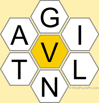 Spelling Bee "Hive" Board for July 19, 2026 Spelling Bee "Hive" Board for July 19, 2026