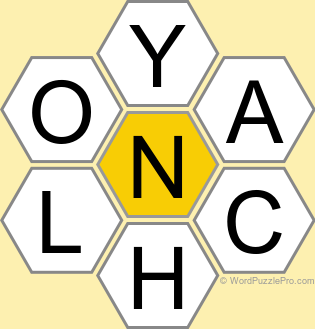 Spelling Bee "Hive" Board for August 13, 2026 Spelling Bee "Hive" Board for August 13, 2026