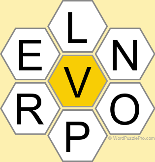 Spelling Bee "Hive" Board for August 19, 2026 Spelling Bee "Hive" Board for August 19, 2026