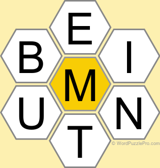 Spelling Bee "Hive" Board for August 23, 2026 Spelling Bee "Hive" Board for August 23, 2026