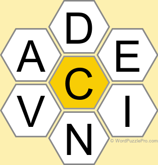 Spelling Bee "Hive" Board for September 25, 2026 Spelling Bee "Hive" Board for September 25, 2026